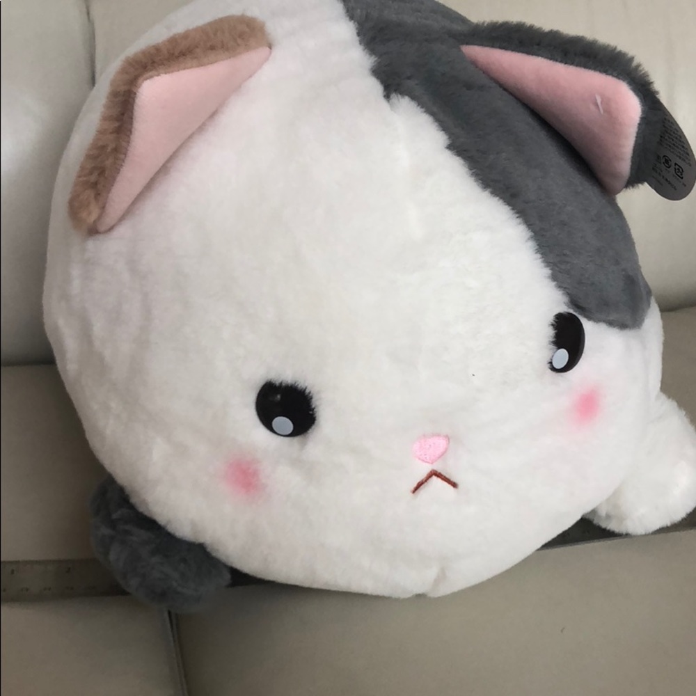 Super big frowny cat plushy japan release